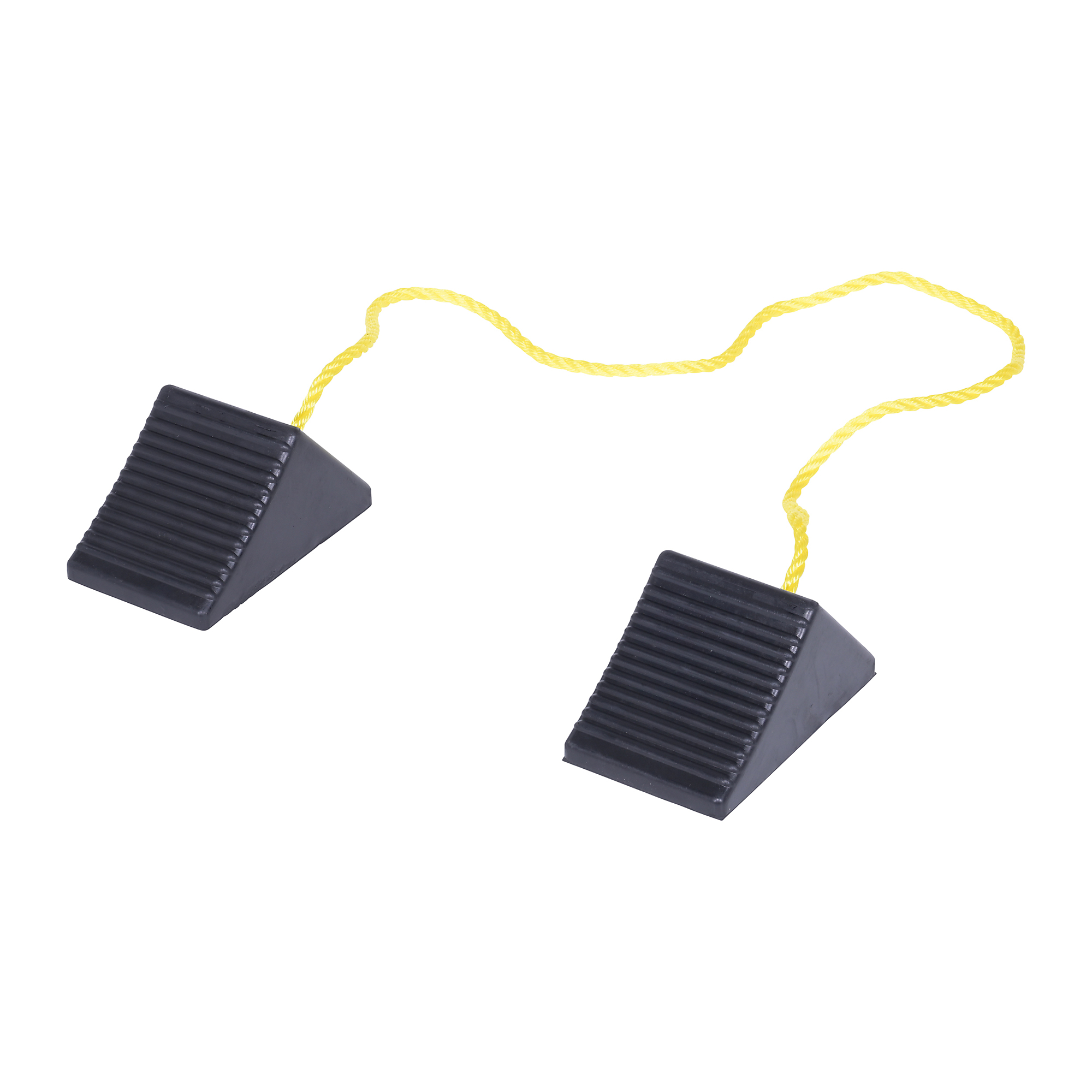Vestil Rubber Wheel Chock with Rope - 4in., Weather-Resistant, Model# RWC-2-PR
